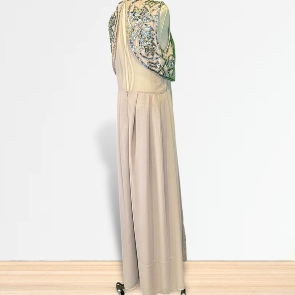 ASOS Mauve Pink / Purple Chiffon Side Slit Gown w/ Silver Sequin Embellishments - Picture 10 of 16